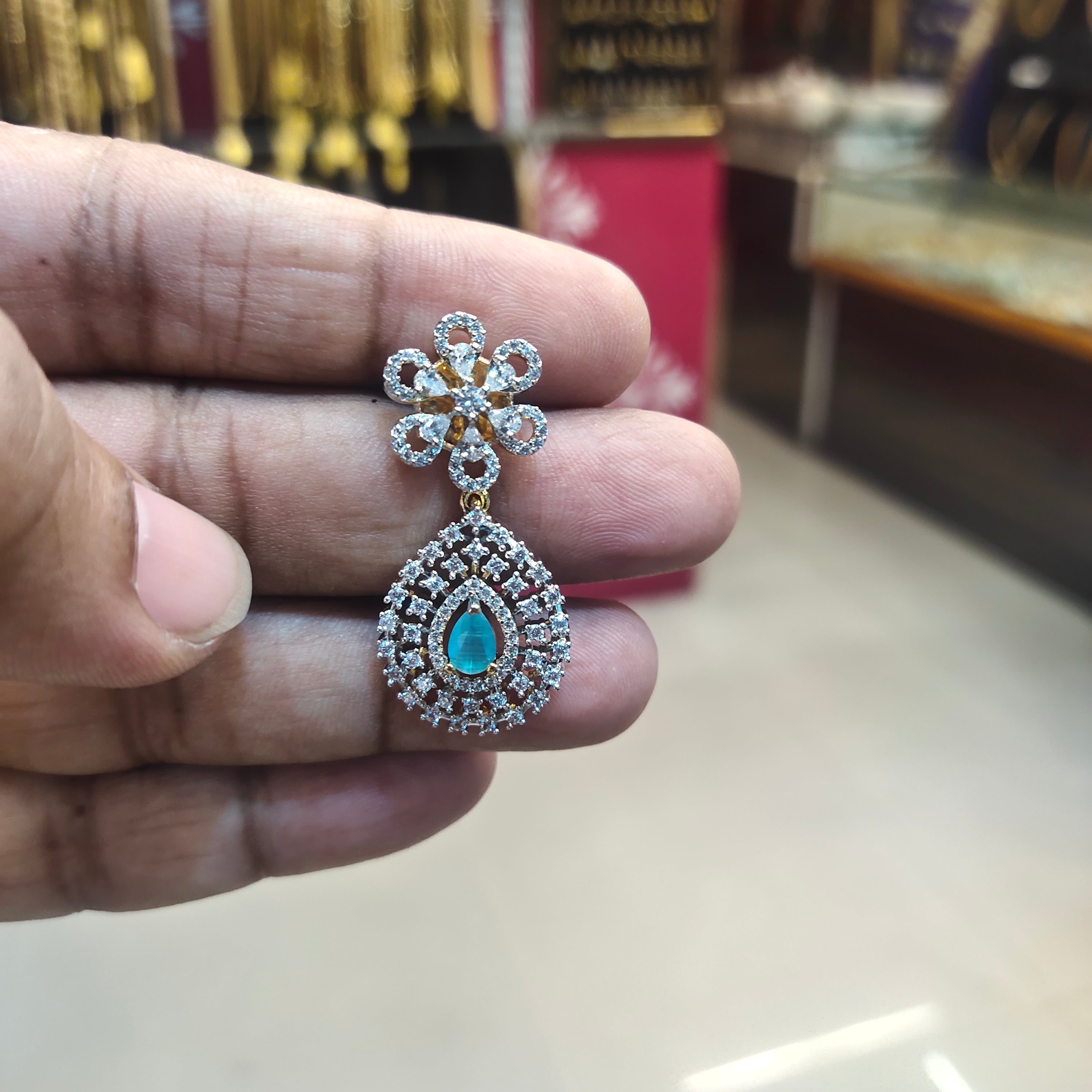 Asp Rhodium-Gold Zircon Drop Earrings