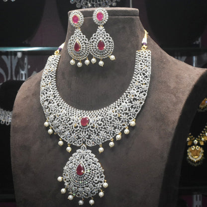 "Shine Bright: The Stunning Gj Polished American Diamond Necklace by ASP Fashion Jewellery"