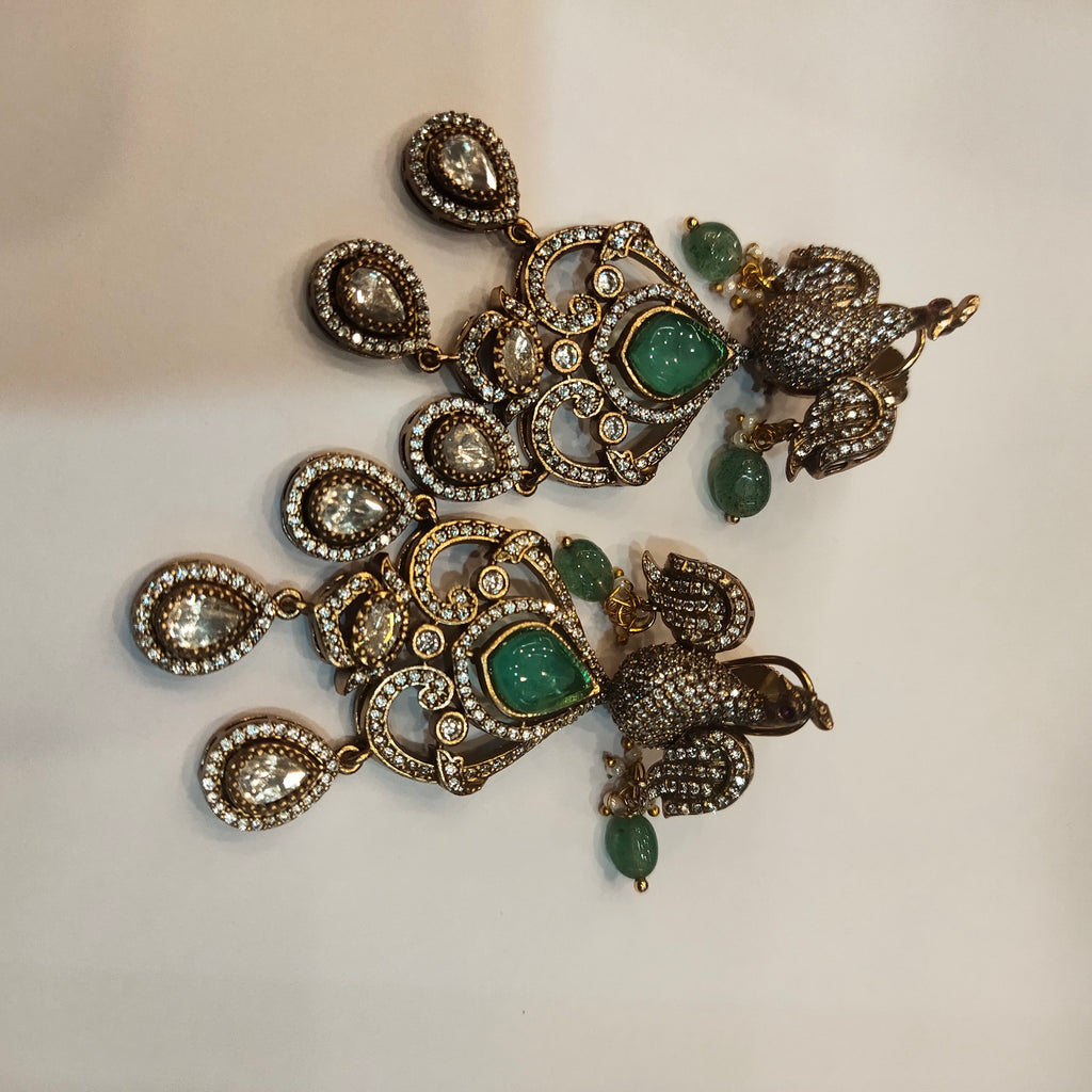 Asp Victorian Green Kundan Double-Layered Necklace