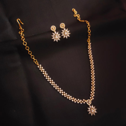 "Dazzle and Delight: The Enchanting Florer Cz Necklace & Earring Set by ASP Fashion Jewelry"