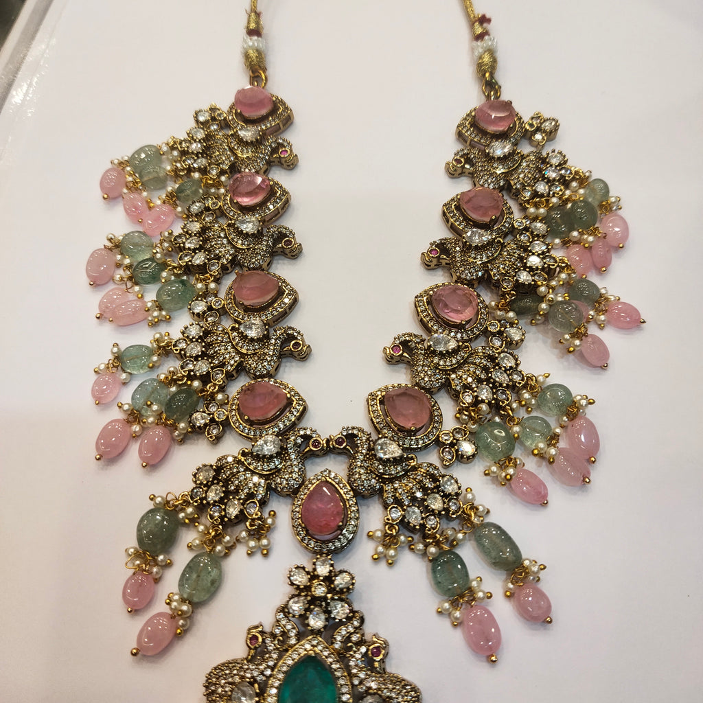Asp Victorian Pink Zircon & Kundan Necklace Set