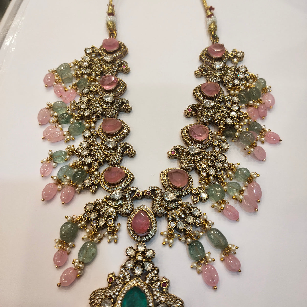 Asp Victorian Pink Zircon & Kundan Necklace Set