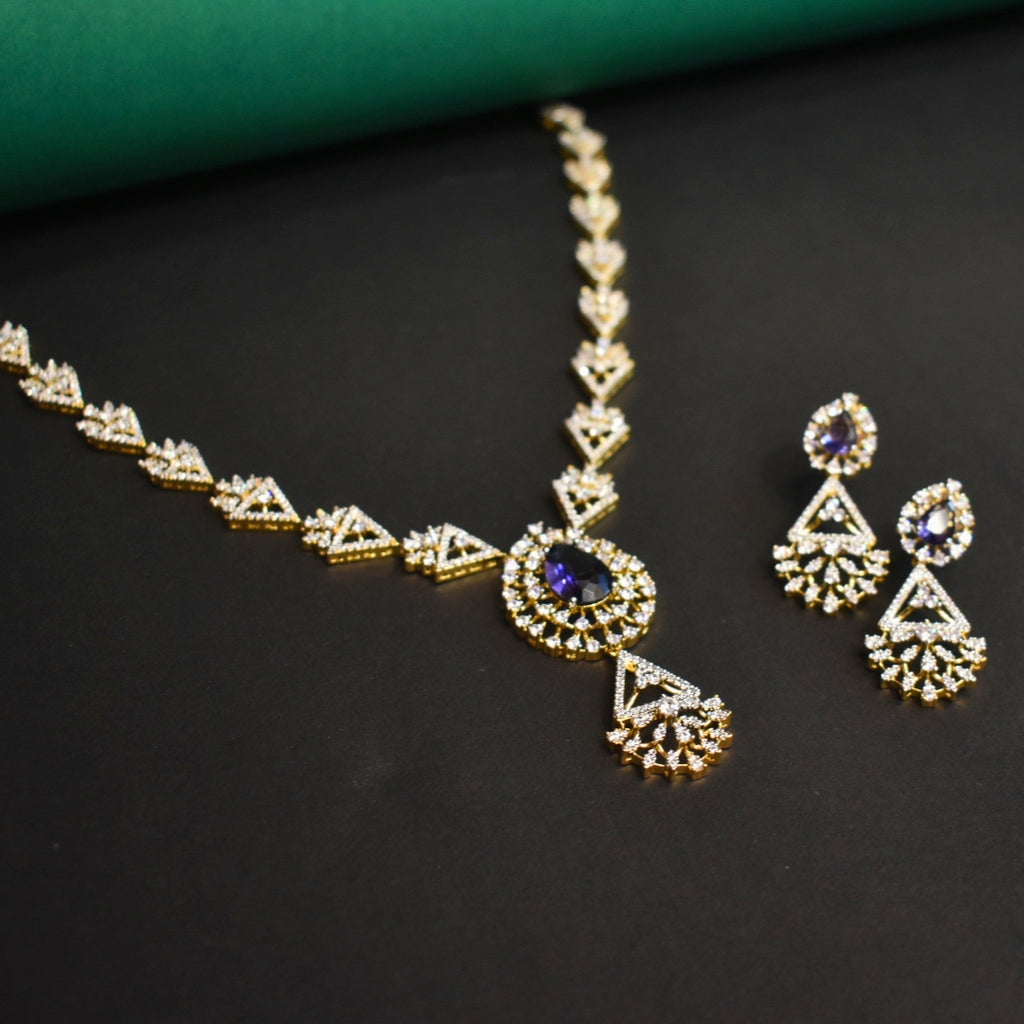 Asp Rhodium Gold Cubic Zirconia Short Necklace