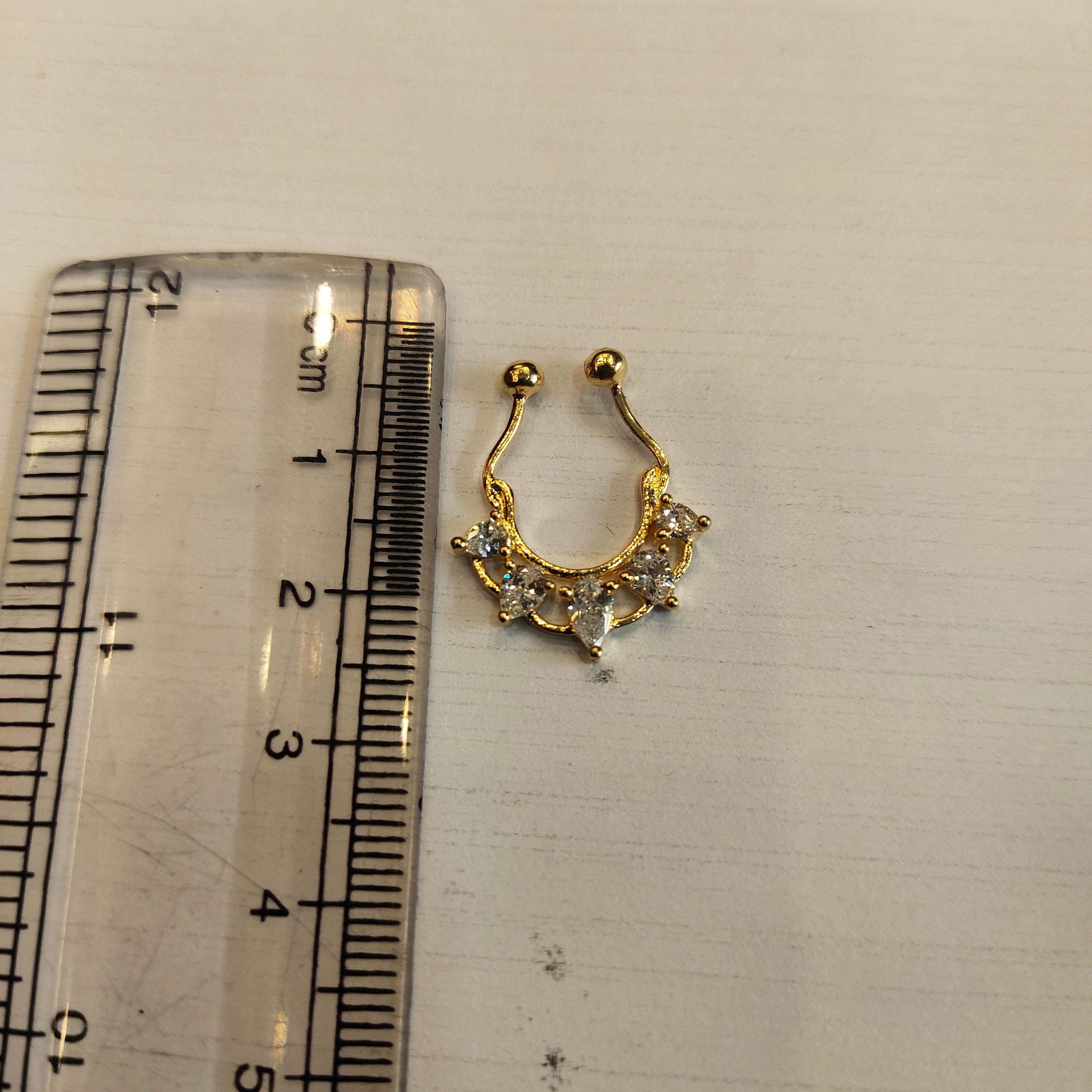 925 Sterling Silver Septum Nose Pin - 24K Gold Plated