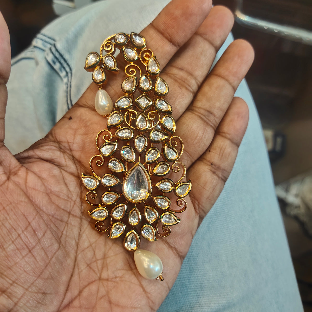 Asp Kundan Kalangi for Groom - Premium 24K Gold Plated Turban Accessory 10.5cm