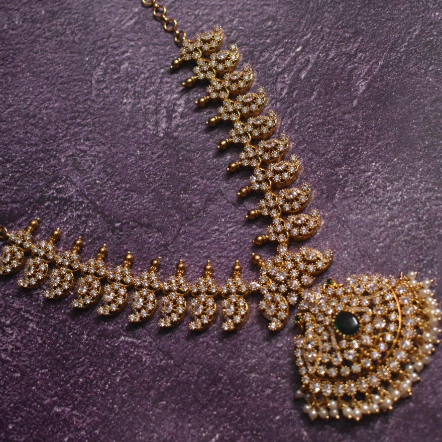 "A Touch of Timeless Elegance: The Asp Fashion Jewellery Antique CZ Mango Necklace Set"