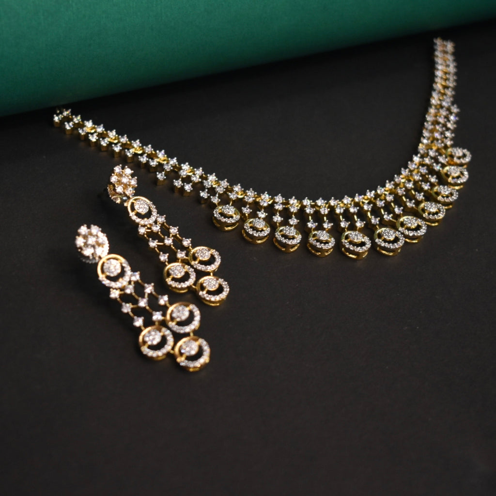 ASP Rhodium Gold CZ Necklace & Earrings Set