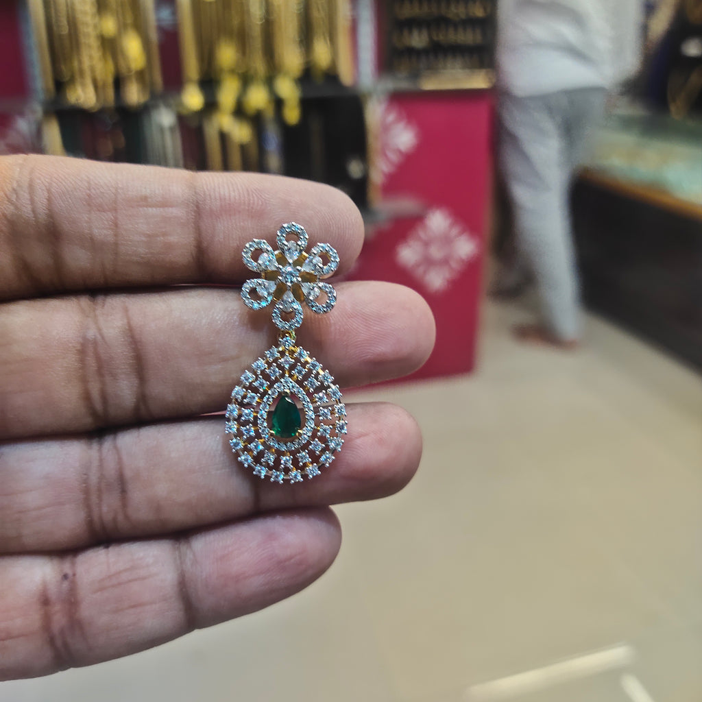 Asp Rhodium-Gold Zircon Drop Earrings