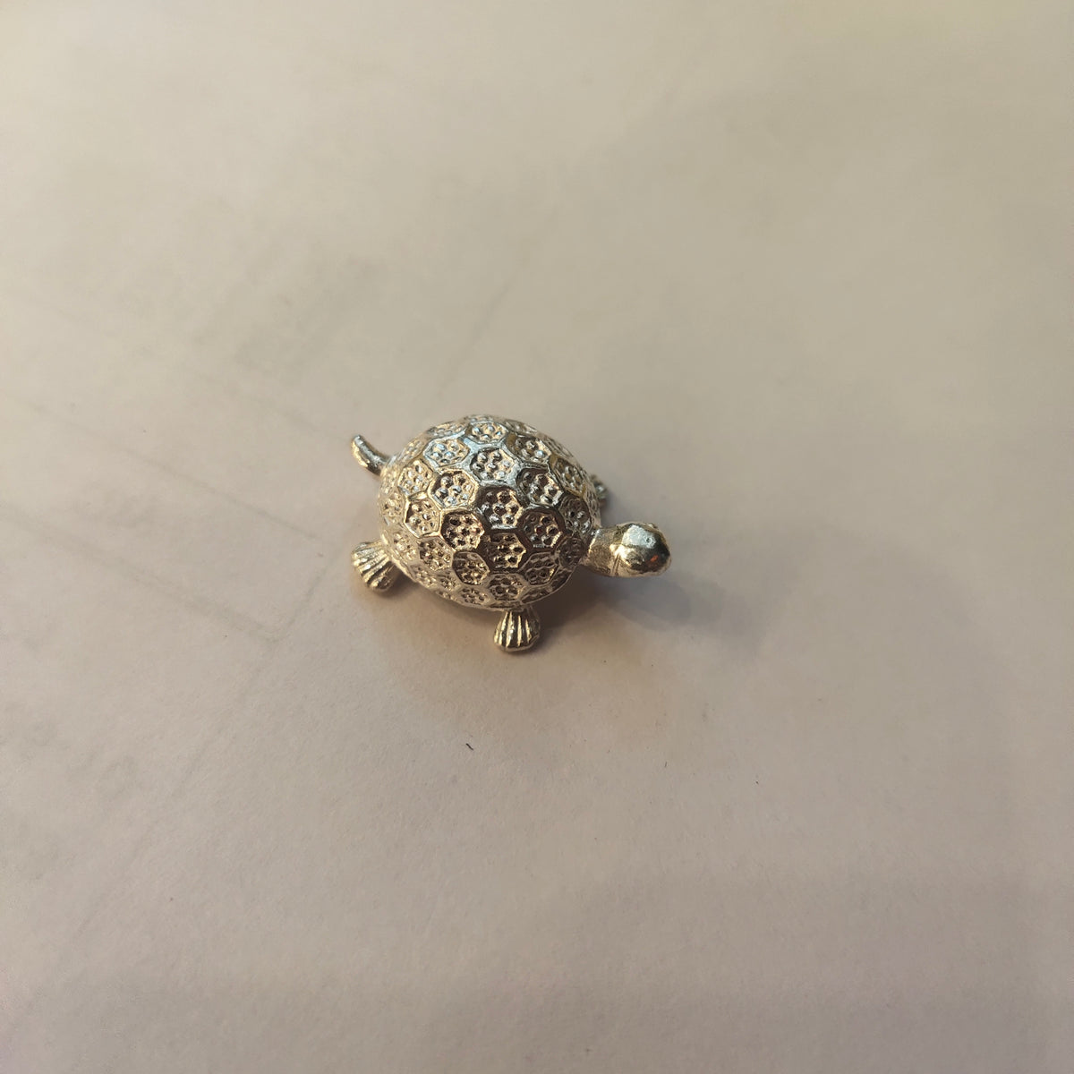 Silver Turtle Figurine with Patterned Shell