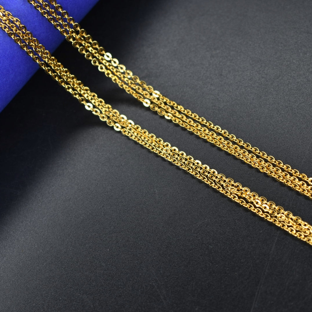 24 Inch Three Layered Chandrahar Chain - 24K Gold Plated Women's Necklace