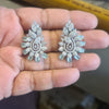 Silver Plated CZ Leaf & Swirl Earrings