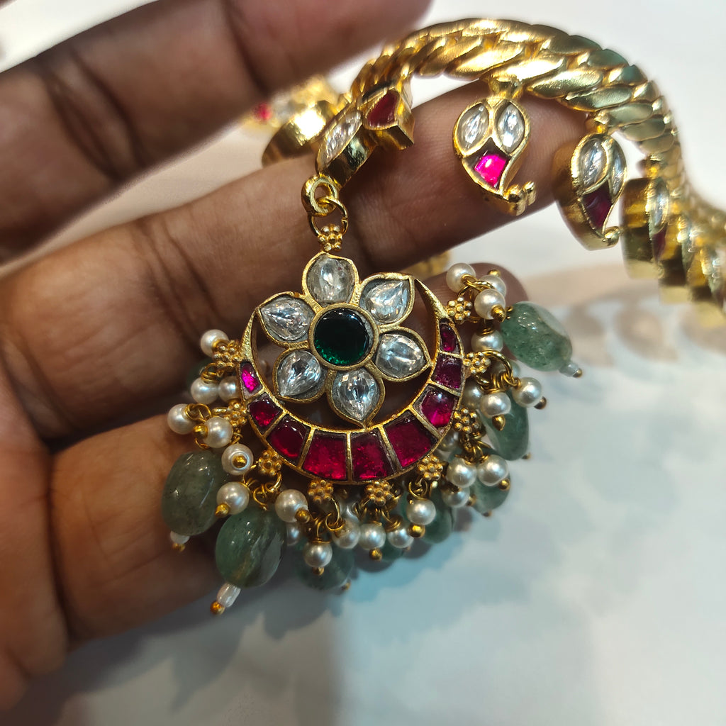 Asp 24 K Gold Plated Jadau Kundan Mango Jalebi Necklace