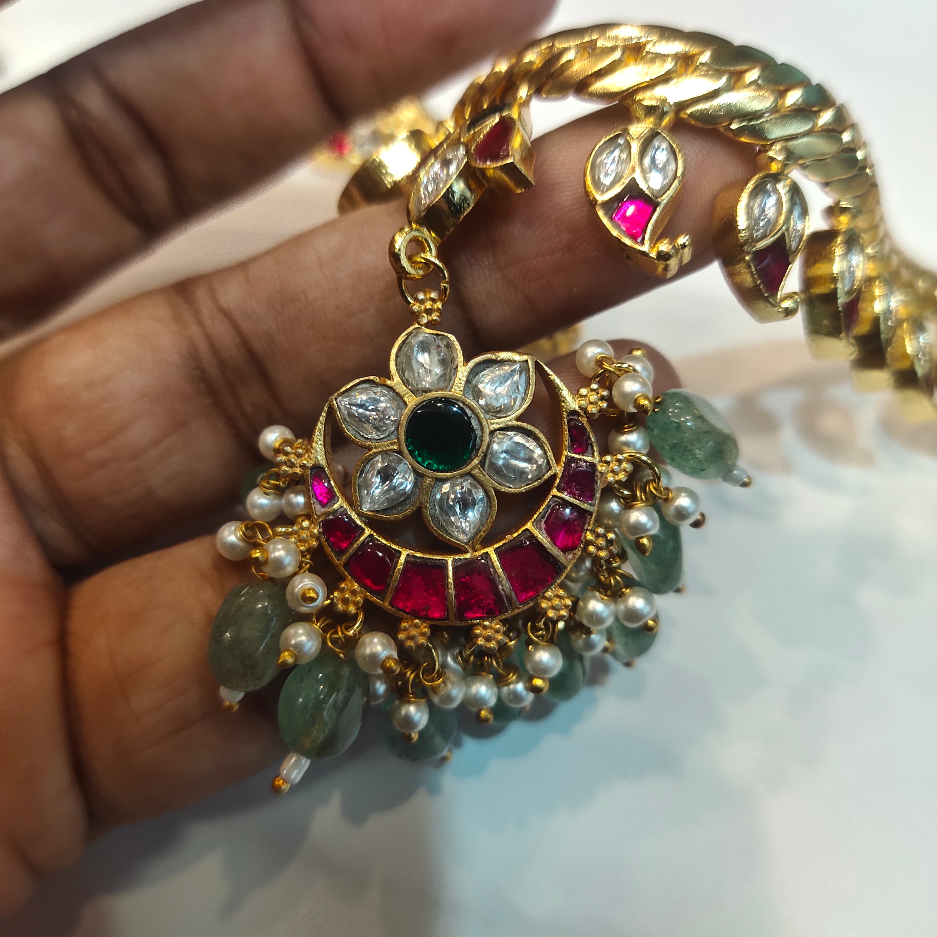 Asp 24 K Gold Plated Jadau Kundan Mango Jalebi Necklace