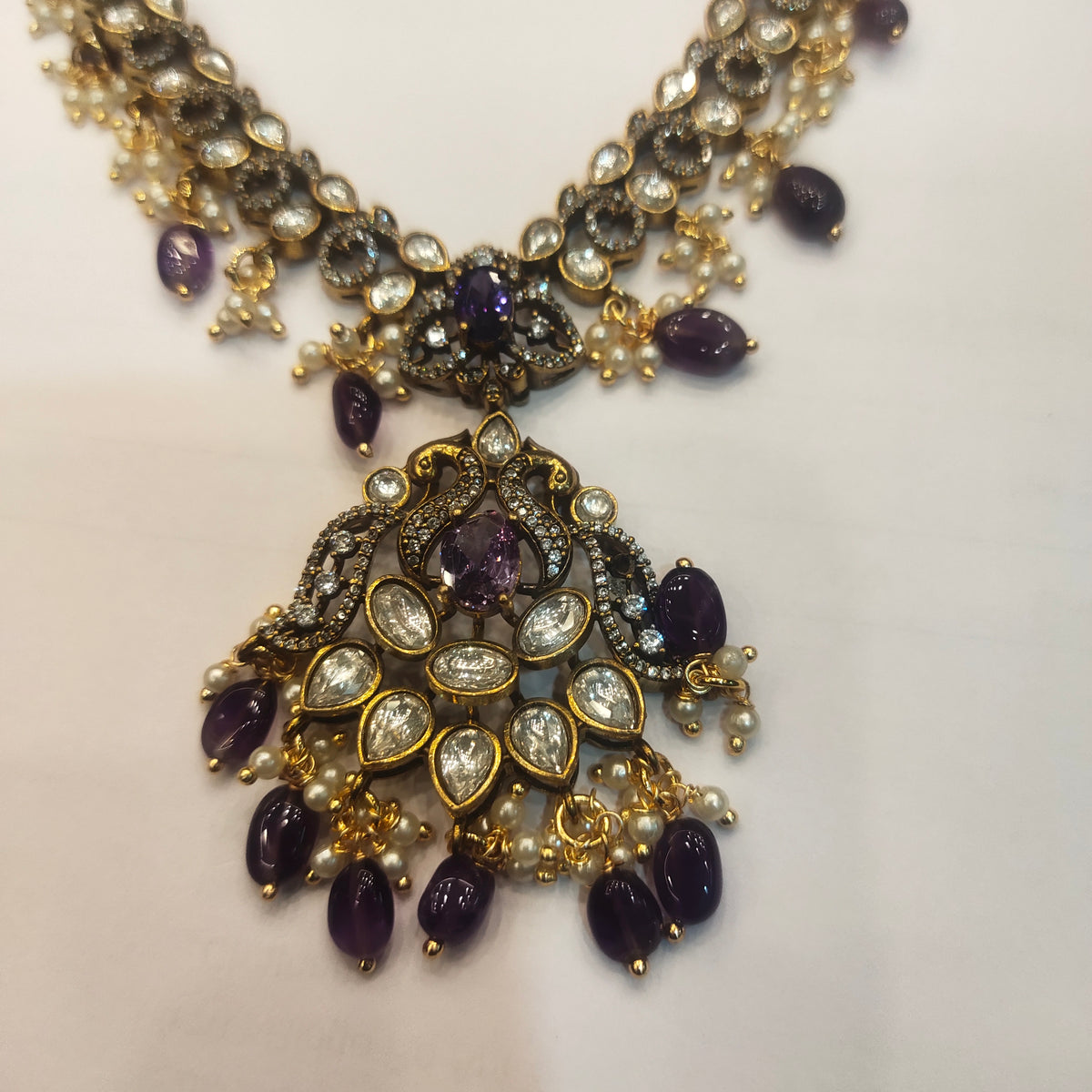 Asp Purple Victorian Zircon Necklace Set