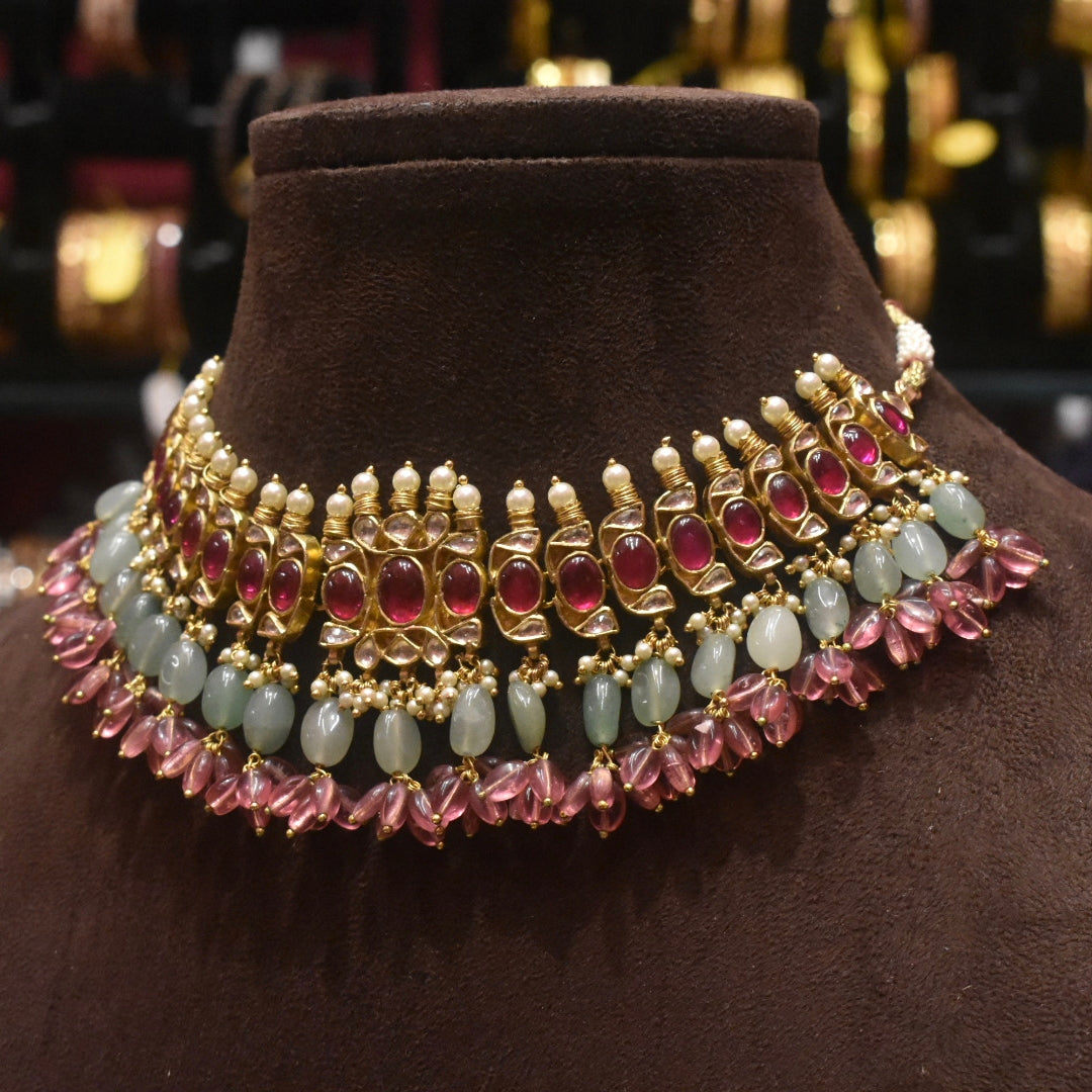 Handcrafted Pachi Kundan Choker Necklace - Traditional Indian Wedding Jewelry