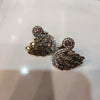 Victorian Zircon Peacock Stud Earrings - Traditional Elegant Design