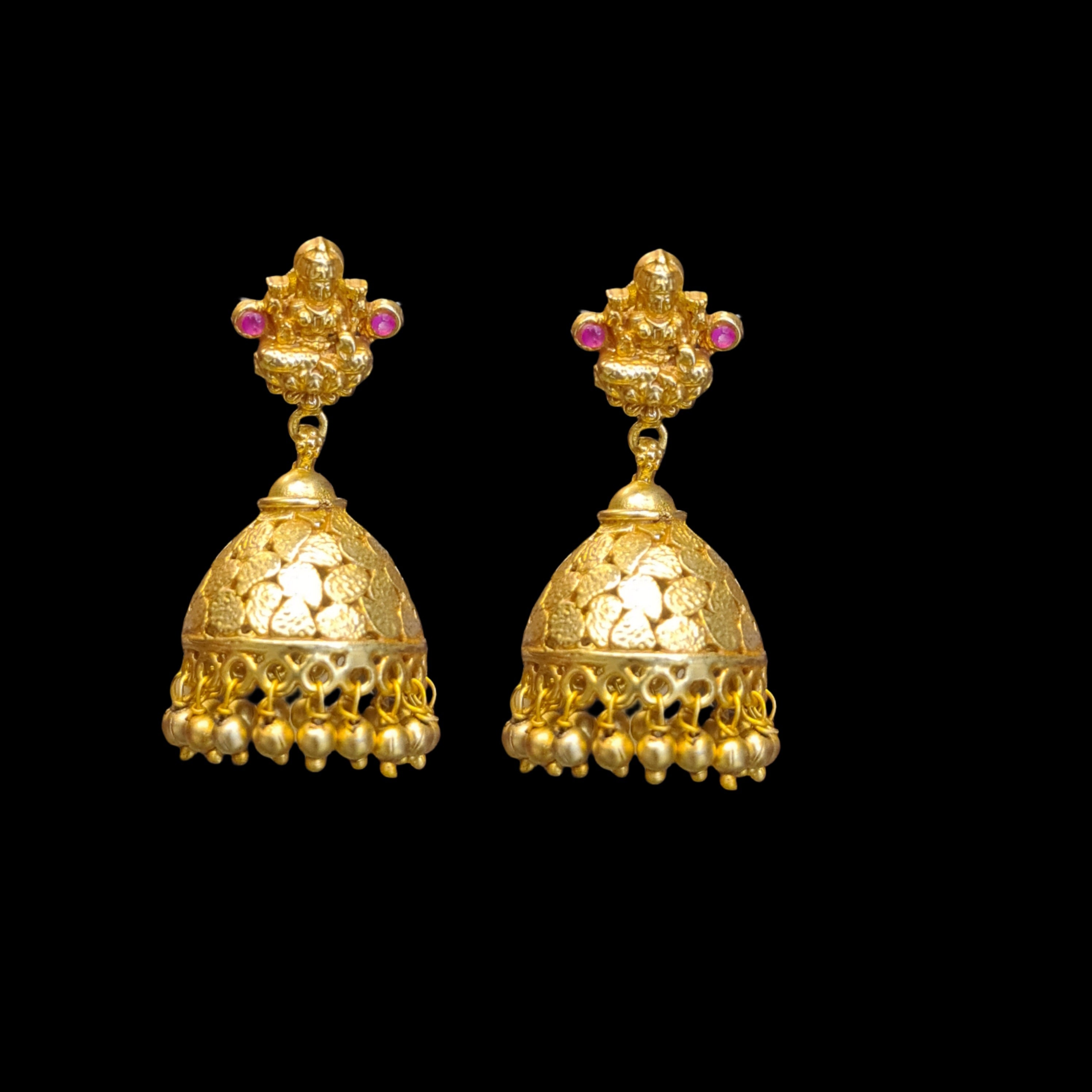 Kundan Stones,With Pearls,Matte Balls,God Lakshmi&Animals Design Jumka Earrings  Antic Finished Combo Set By online