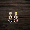 CZ Teardrop Flower Drop Earrings — American Diamond | 24K Gold Plated | Wedding