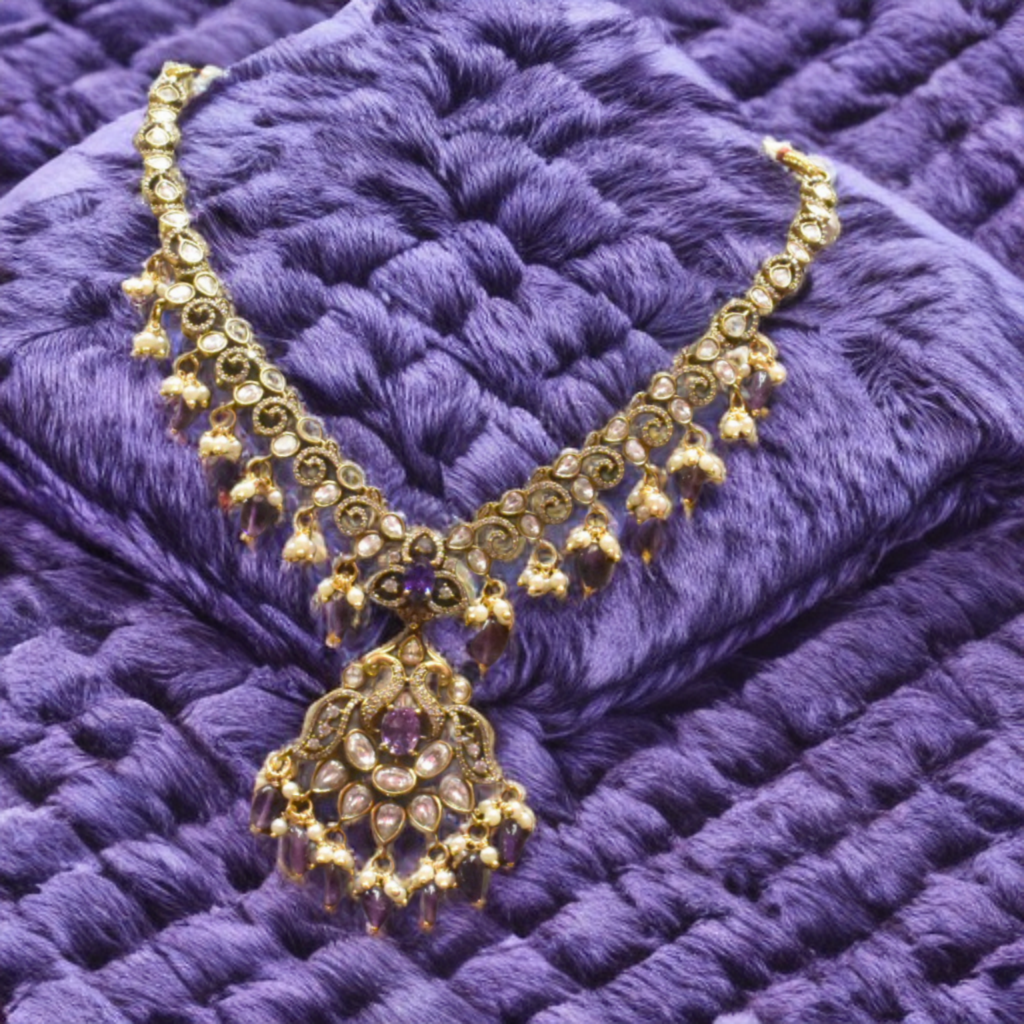 Asp Purple Victorian Zircon Necklace Set