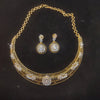 CZ Diamond Gold Choker Necklace – Floral Cluster Collar with Matching Earrings