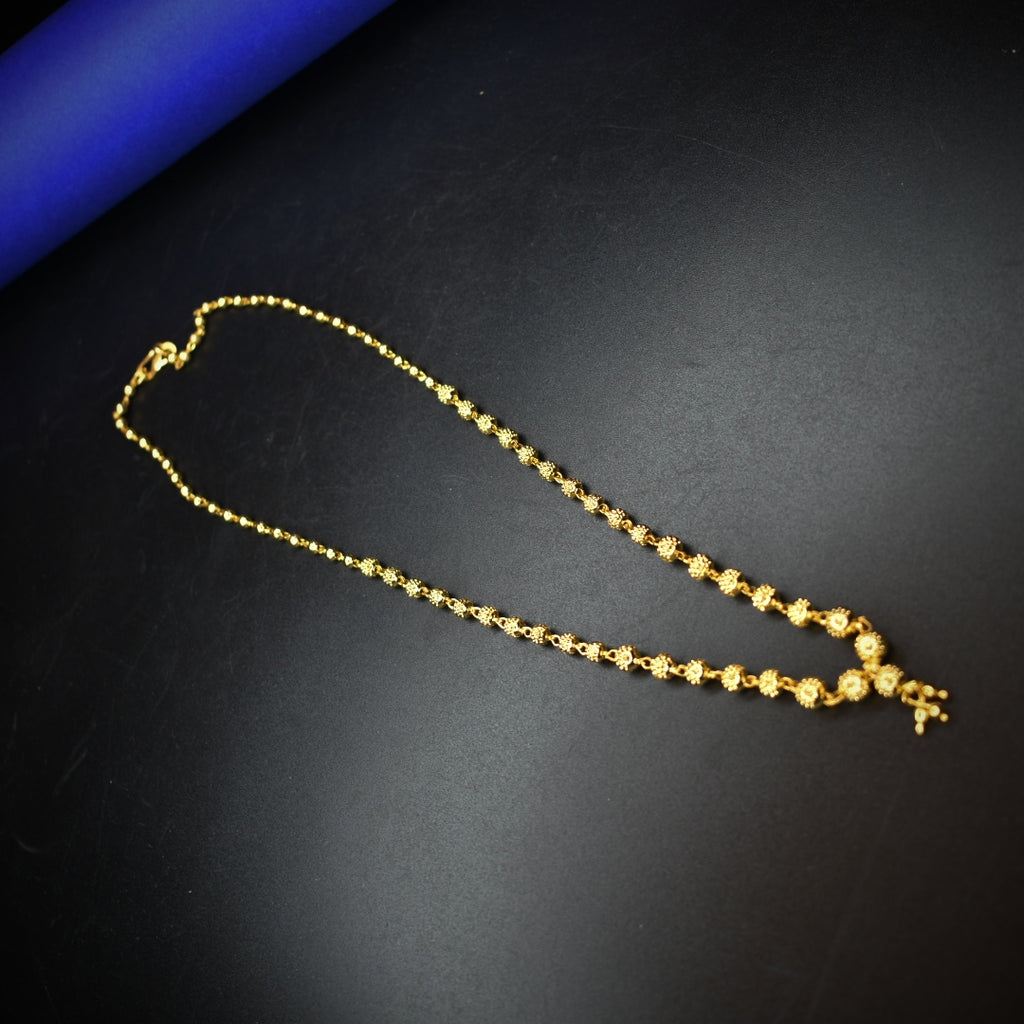 24K Gold Plated Balls Mala Necklace for Women - 18 Inches