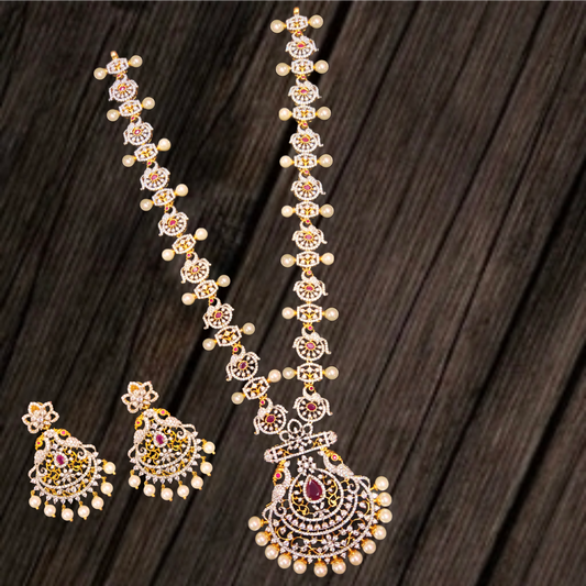 Dazzle Everyone with the Exquisite Stylish Peacock American Diamonds Necklace Set by Asp Fashion Jewellery