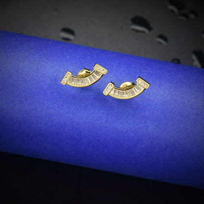 "Glamorous Elegance: 92.5 Silver Gold-Plated American Diamond Studs to Sparkle Your Style"