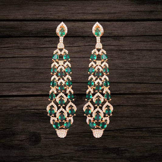 Asp Fashion Jewellery Green American Diamond Chandelier Earrings Set