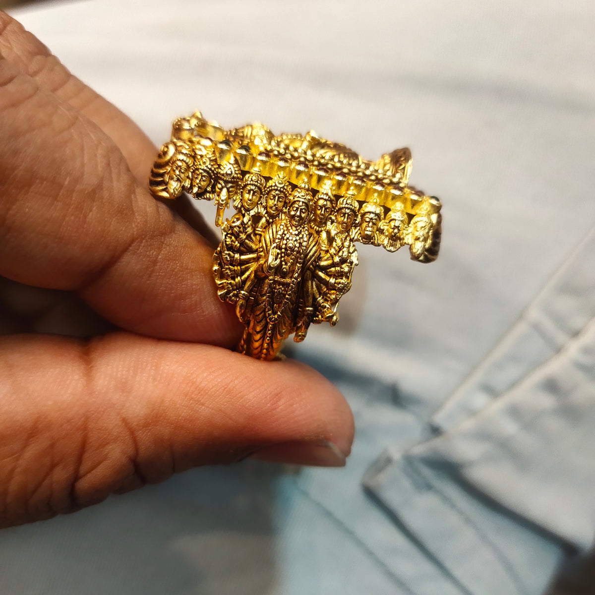 Asp Handcrafted Pure Silver Lord Balaji Ring With Vishnu Vishwaroop for Men