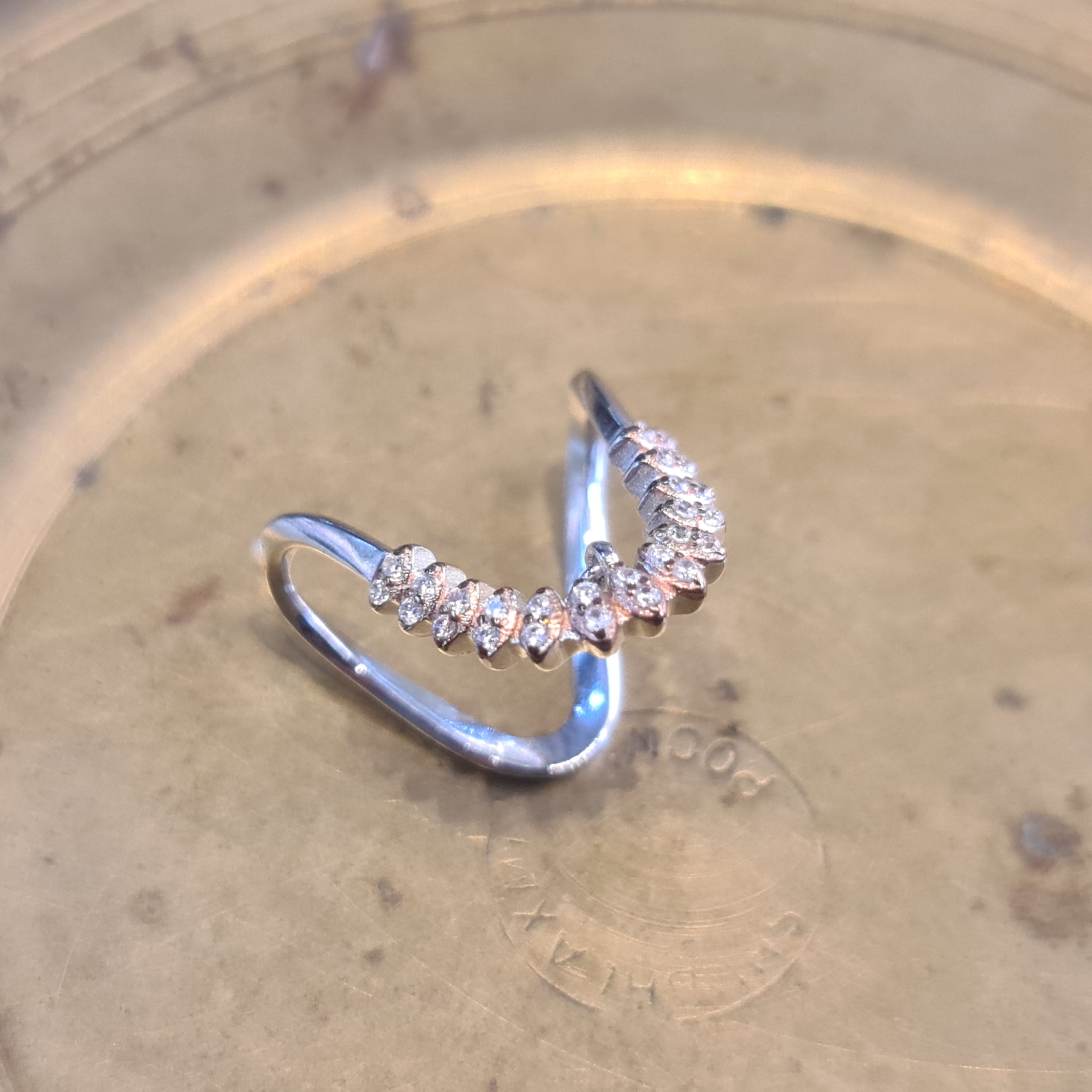 92.5 Silver Vanki Ring - Cubic Zircon South Indian Bridal Jewelry