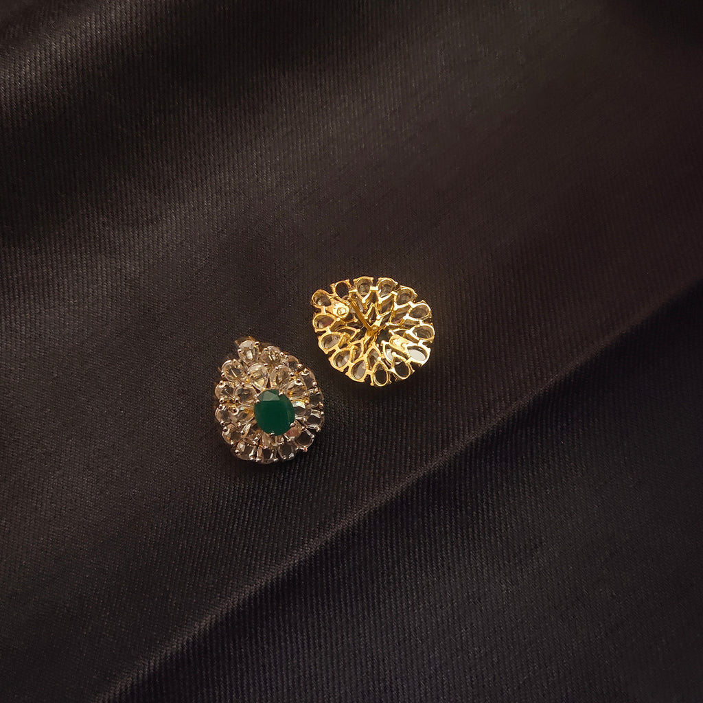 Uncut American Diamond Stud Earrings - Raw Brilliant Design