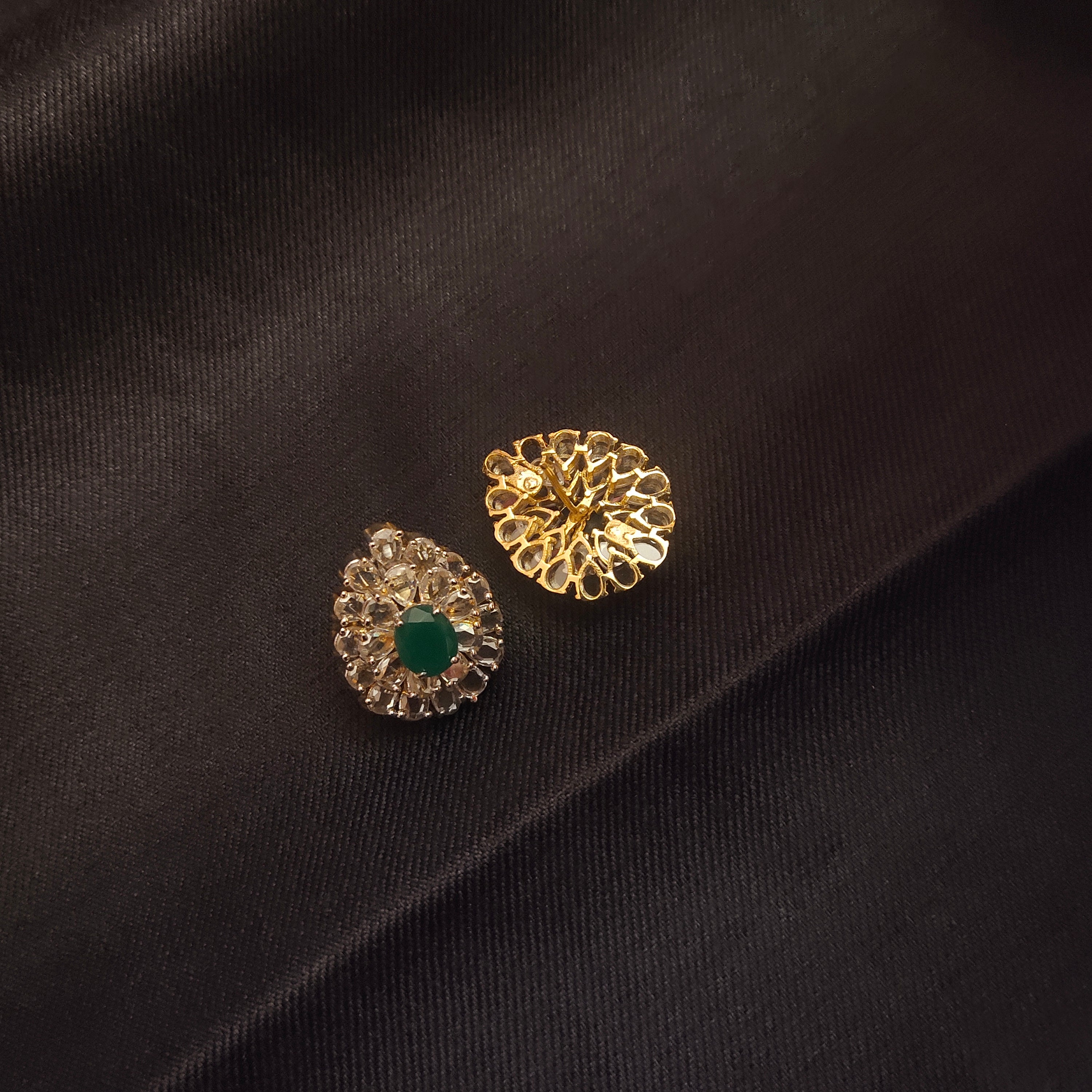 Uncut American Diamond Stud Earrings - Raw Brilliant Design