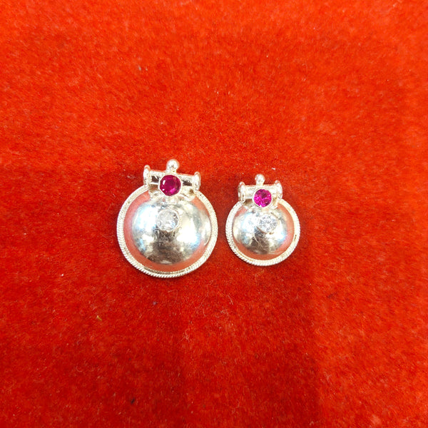 Silver Dome Bottu Mangalsutra Pendant Set - Front View