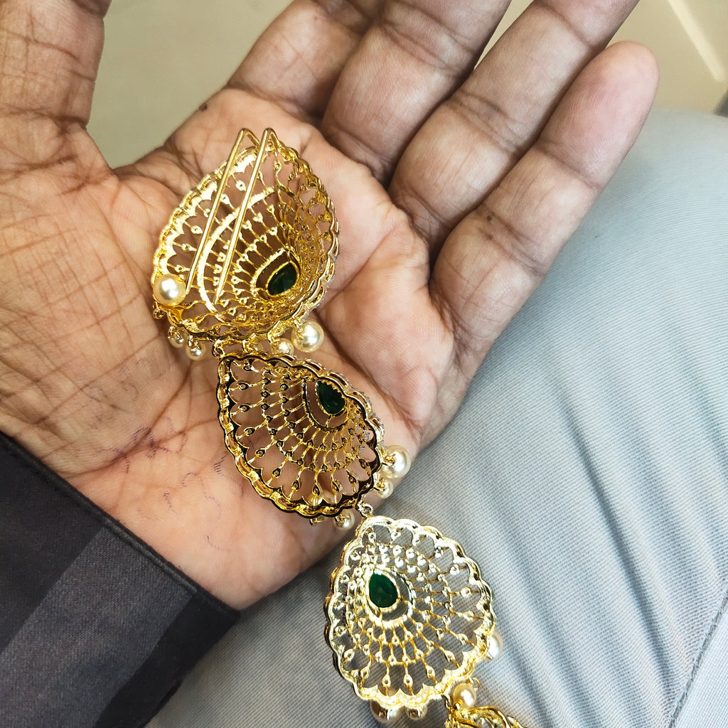 Rhodium Gold Plated Zircon Jada - Premium Bridal Hair Jewelry Set