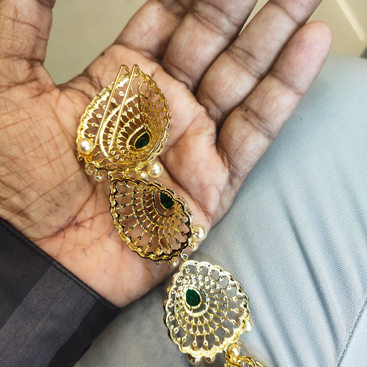 Rhodium Gold Plated Zircon Jada - Premium Bridal Hair Jewelry Set