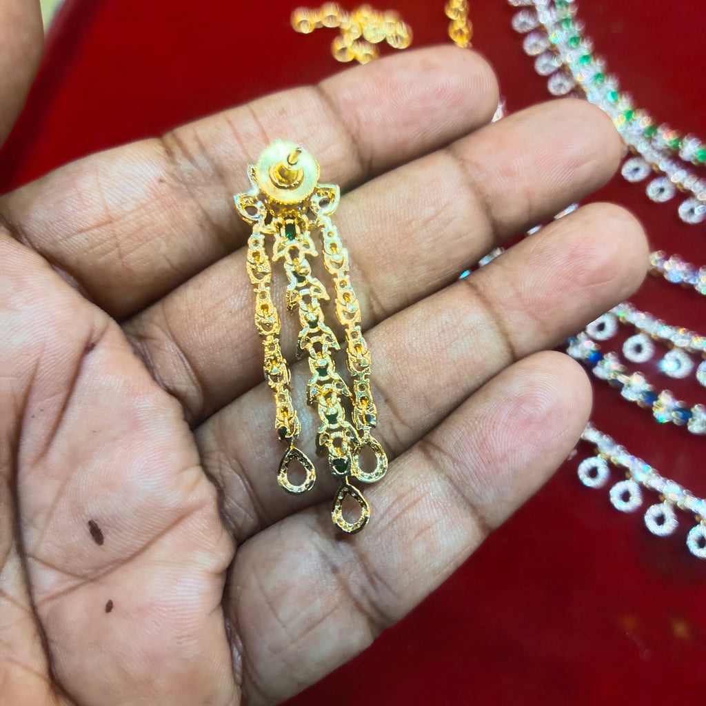 Two Layer Zircon Necklace Set - Two Tone Gold-Rhodium Polish