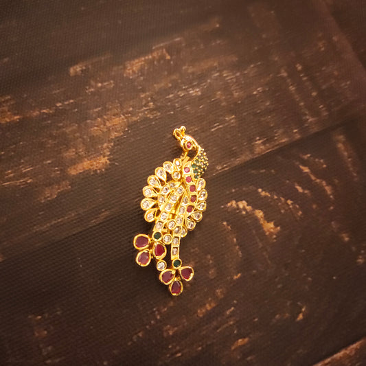 "Dazzling Elegance: Unveiling the Zircon Peacock Sari Pin by Asp Fashion Jewellery"