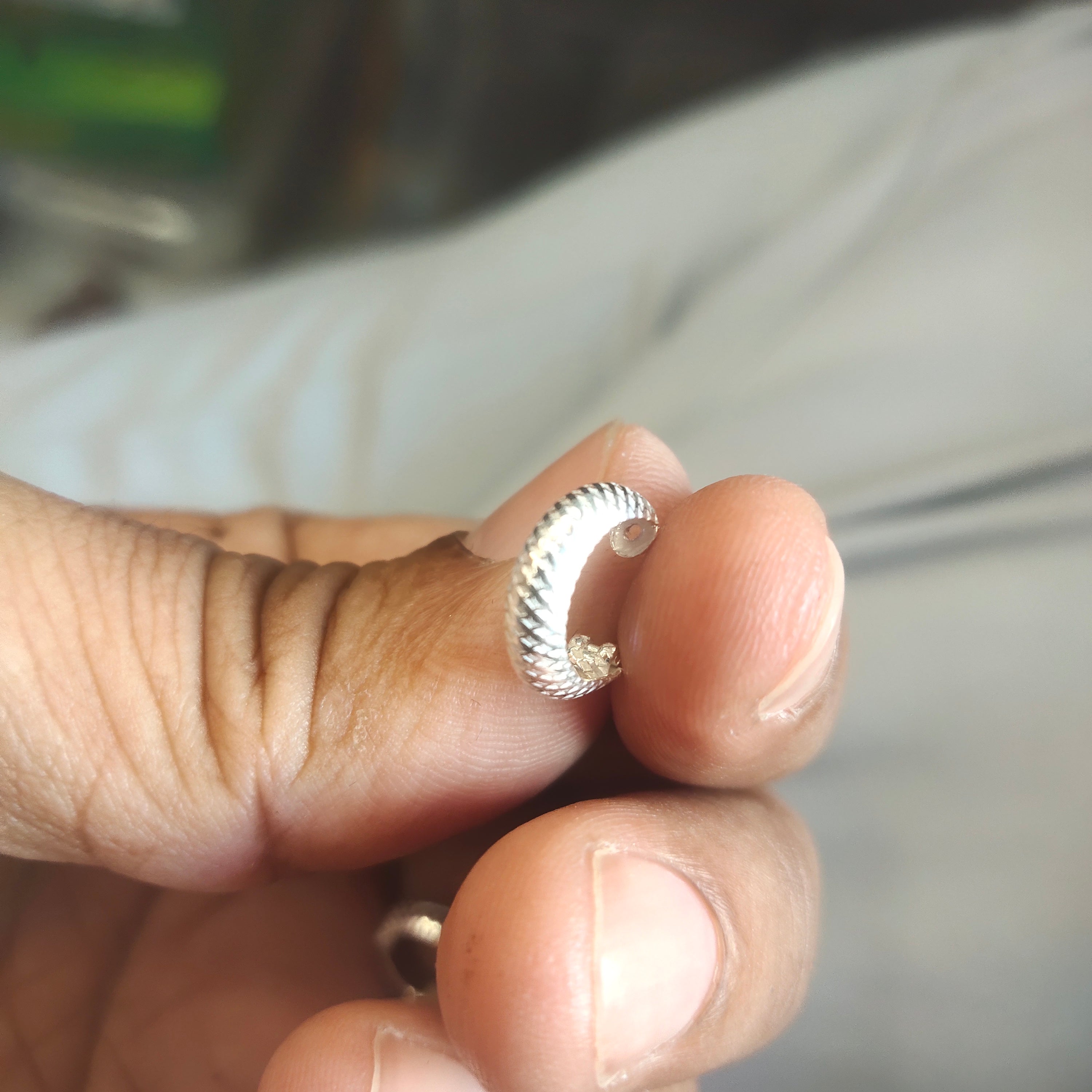 925 Sterling Silver Textured Hoop Earrings - Style 2