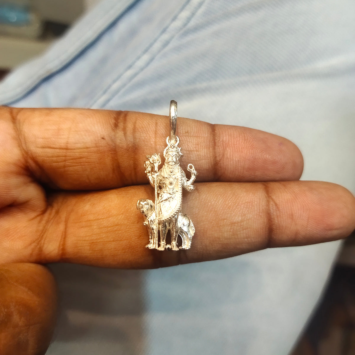 Sterling Silver Kal Bhairav Pendant - Hindu God of Victory Jewelry for Men