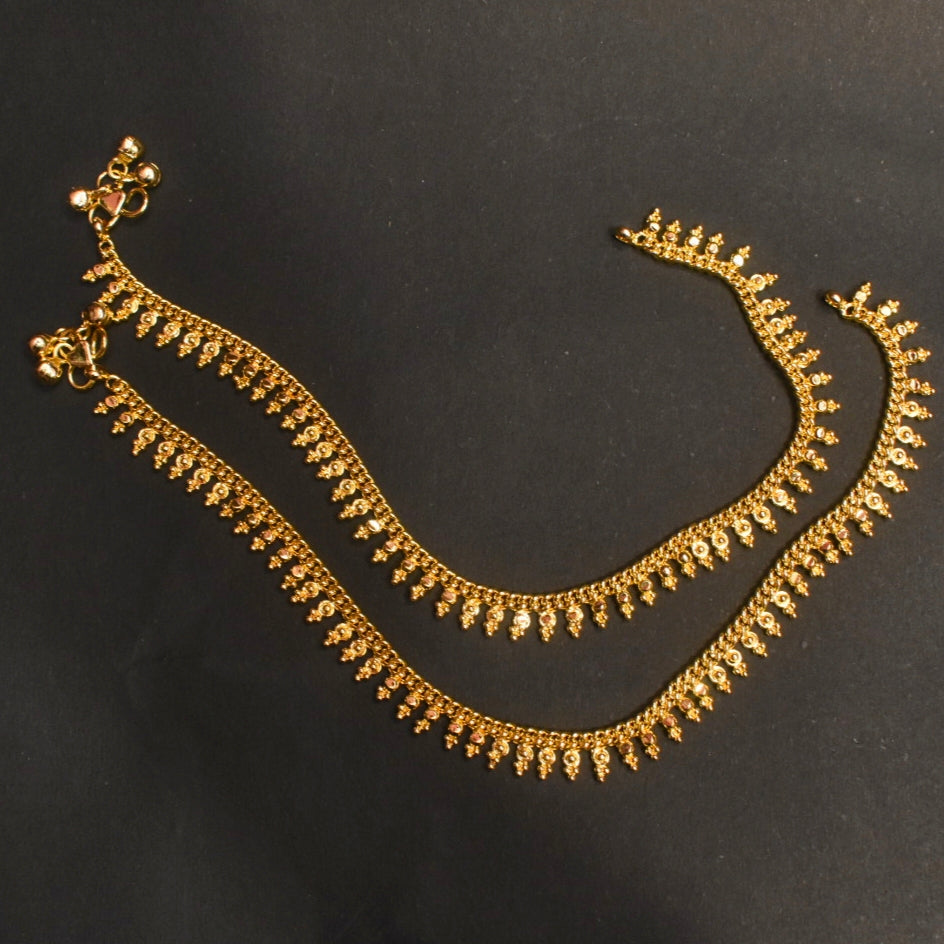One Gram Gold Plated Anklets - Lightweight Elegant Daily Wear Jewelry
