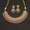24K Gold Plated Kundan Necklace Set with Chandelier Earrings - Traditional Indian Jewelry