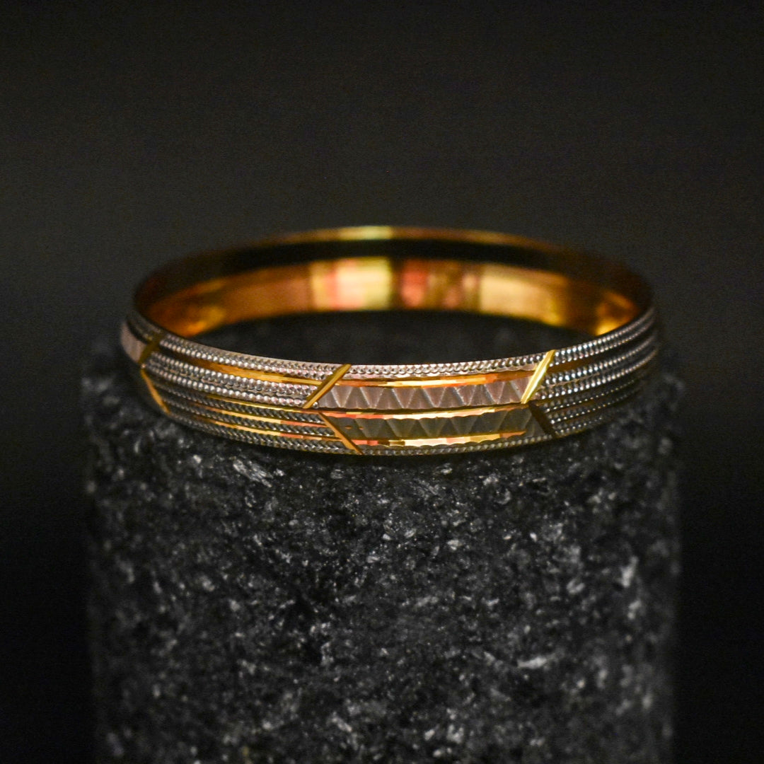 Dual Tone Gold-Rhodium Plated Kada for Men - Stylish Party Wear