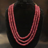 Layered Ruby Rondelles Beaded 3 Layer Necklace - 18 Inch Traditional Cultured Beads