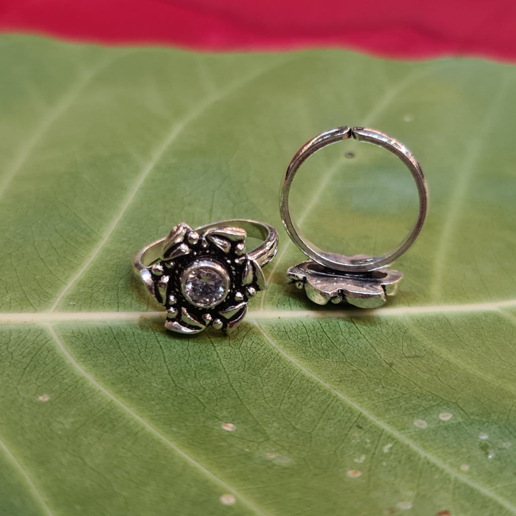 925 Sterling Silver Ruby Emerald Toe Rings - Elegant Gemstone Bichiya 6.6g