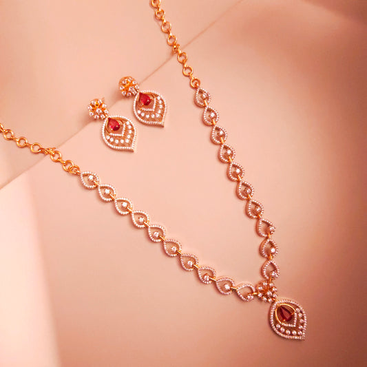 "Sparkle and Shine: Discover the Red American Diamond Necklace & Earring Set by Asp Fashion Jewellery"