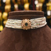 Asp Green Kundan Beaded Gold Plated Choker Necklace Set