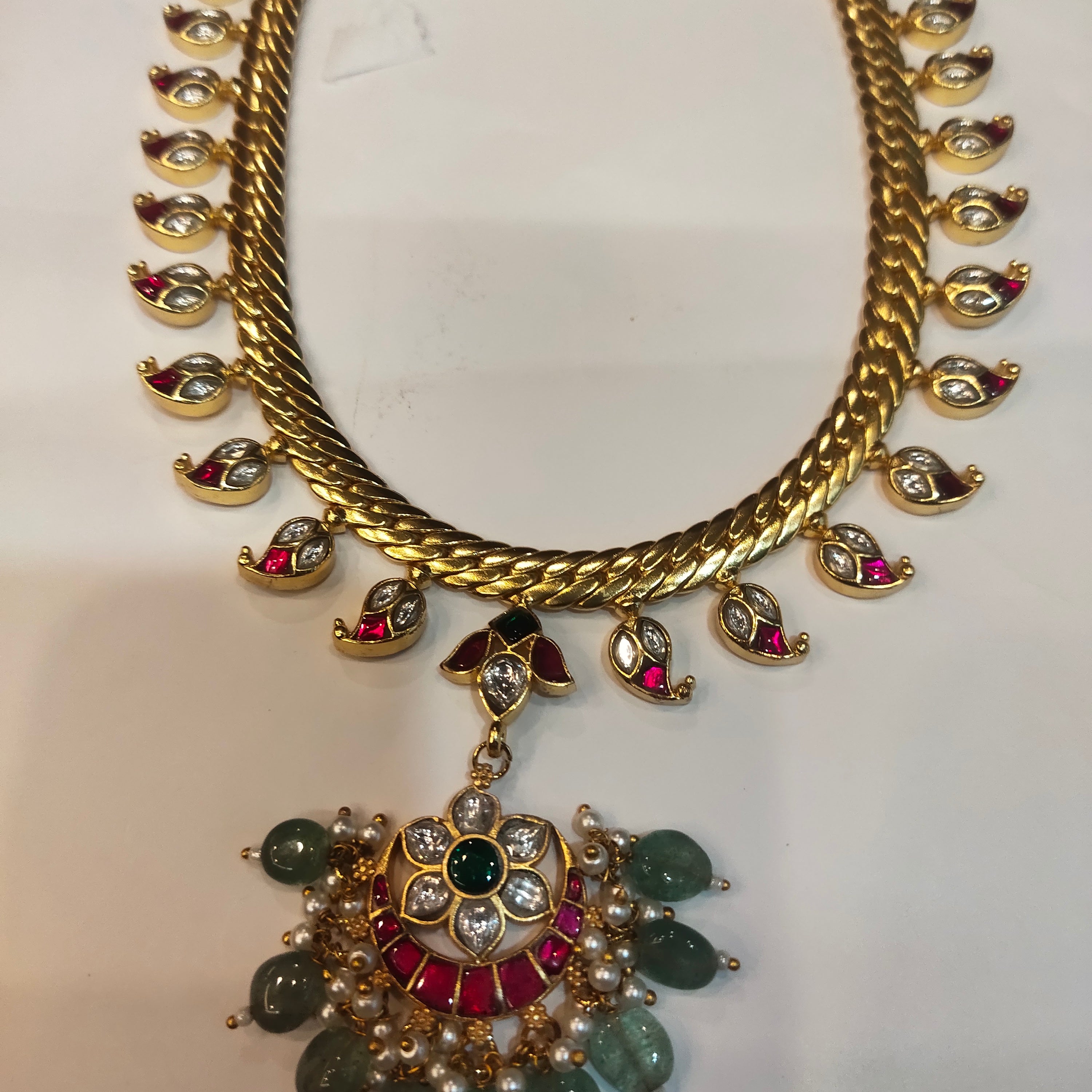 Asp 24 K Gold Plated Jadau Kundan Mango Jalebi Necklace
