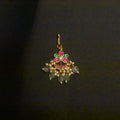 Premium Gold Plated Jadau Kundan Maang Tikka with Crystal Drops