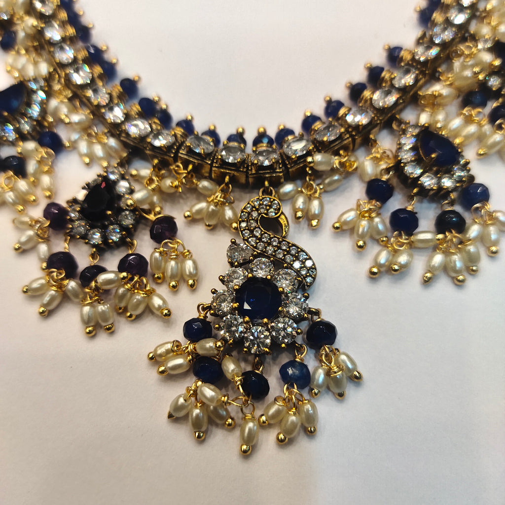 Asp Blue Victorian Zircon Guttapussalu Necklace Set