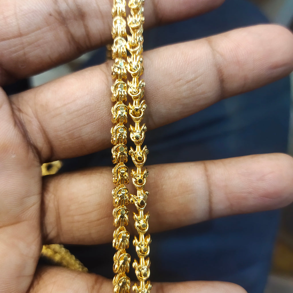 Asp One Gram Gold 24 Inches  Double Line Chandramukhi Mop/Mugappu Saradu Chain